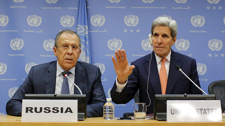 John Kerry et son homologue russe Sergueï Lavrov 